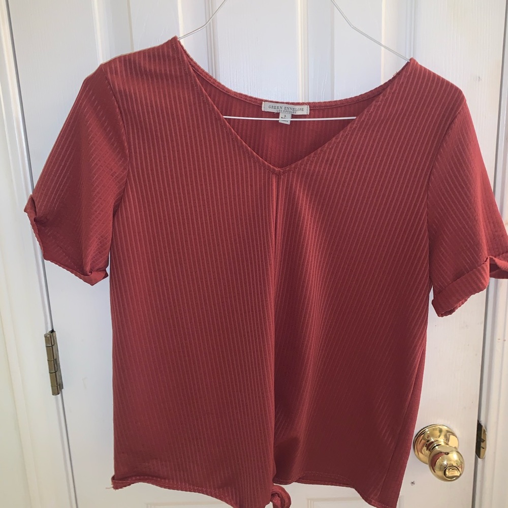 Pink ribbed blouse from green envelope los angeles size l.